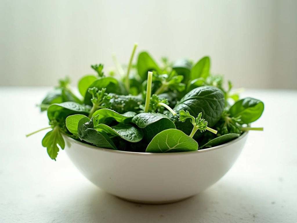 Abstract illustration of a calm food bowl with greens